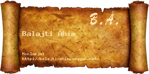 Balajti Áhim névjegykártya